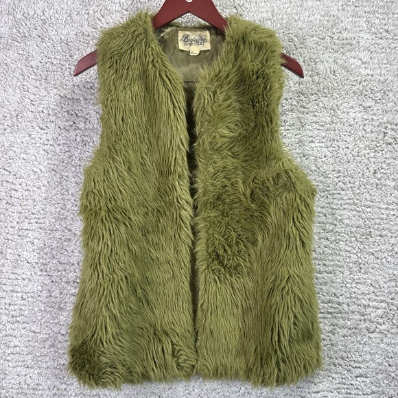 Forever 21 Jackets & Blazers - Forever 21 Lime Green Faux Fur Vest Sleeveless S Shaggy Cozy Boho Chic Y2K 90s